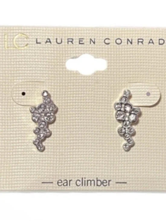 LC Lauren Conrad Crystal Silver Ear Climbers - Picture 1 of 1